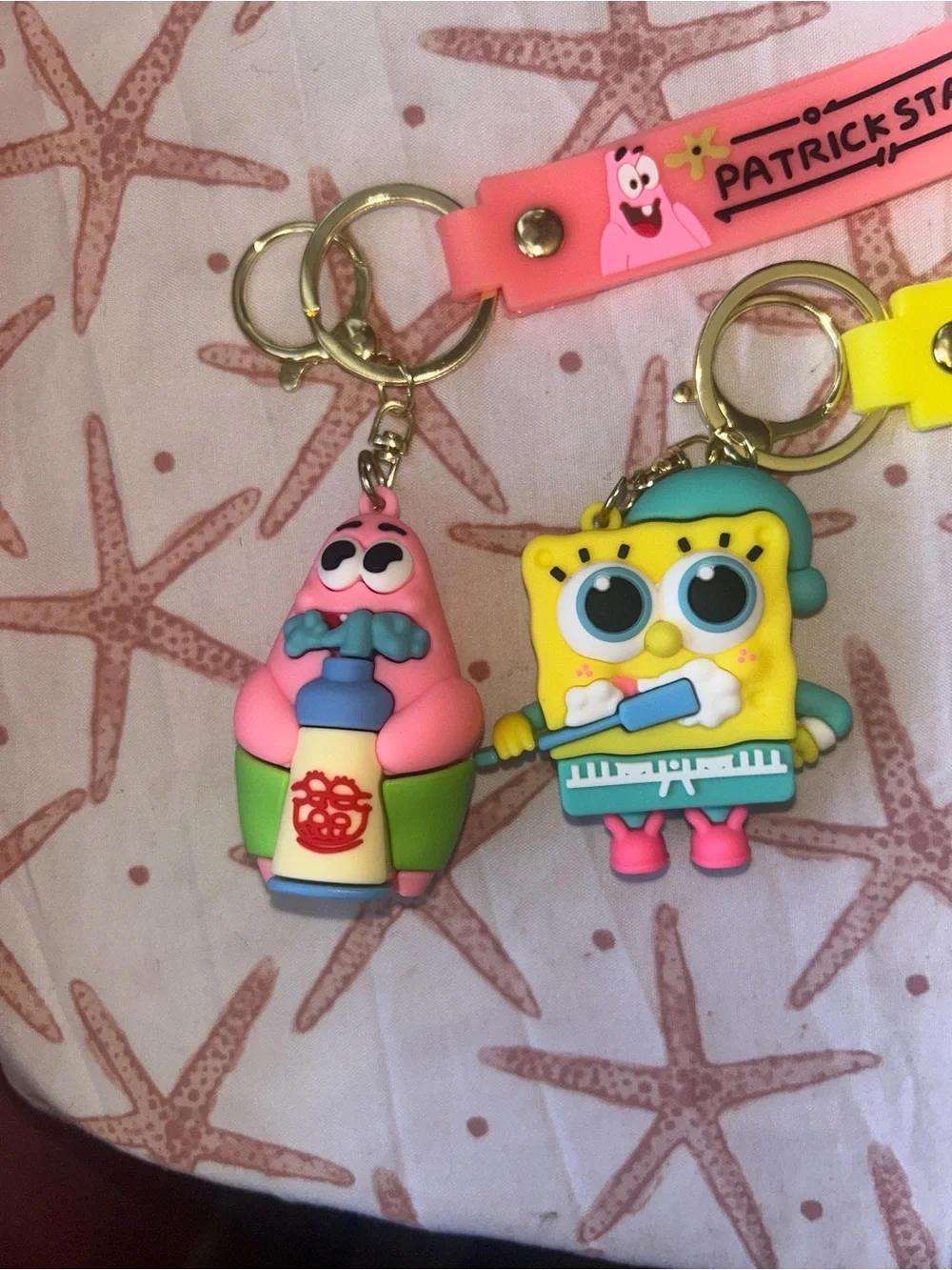 SpongeBob & Patrick Kids Keychain Set - Pink & Yellow
